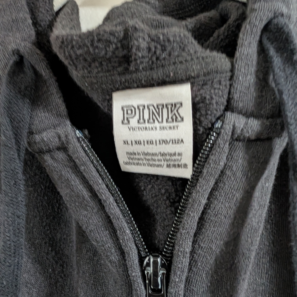 PINK Victoria's Secret Charcoal Zip-Up Hoodie - Picture 2 of 3